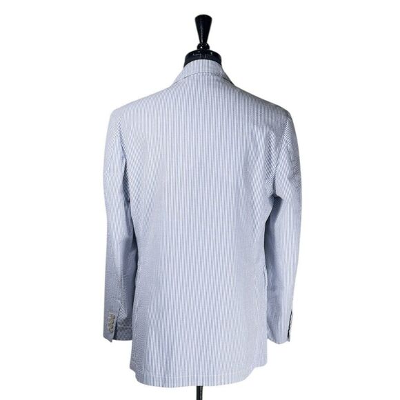 Polo Ralph Lauren Mens Blazer Medium Blue White Seersucker Sport Coat Jacket - Picture 4 of 11